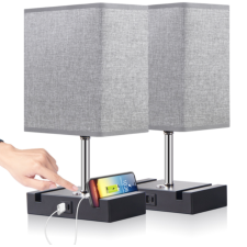 LAMPE DE TABLE USB LZ002 CHARGEABLE ET SOCLE BOIS GRIS