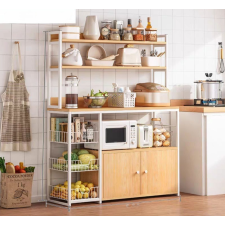 MEUBLE DE RANGEMENT CUISINE + SURMEUBLE YA-05 BLANC ET CHENE