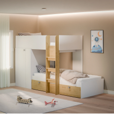 LIT SUPERPOSE 4032-0004 2 COUCHAGES CHENE ET BLANC