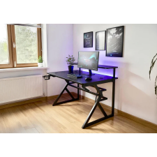 BUREAU GAMING GD-003 AVEC SURMEUBLE EN ACIER NOIR