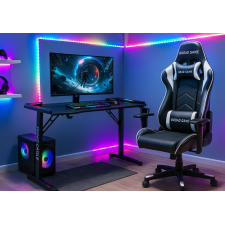 BUREAU GAMING LED T-01 ECLAIRAGE RGB USB EN ACIER NOIR
