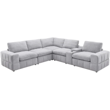 CANAPE D'ANGLE MODULABLE MIOVY MB-2538 EN TISSUS MICROFIBRE GRIS