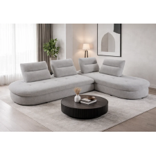 CANAPE D'ANGLE MODULABLE ROUND MB-2520GREY TISSUS MICROFIBRE GRIS
