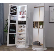 MIROIR ROTAIF SUR PIED 6227 AVEC RANG BIJOUX BLANC