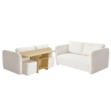 CANAPE + BUREAU BALLATER KD 3 PLACES BLANC PELUCHE