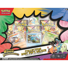 POKEMON DE LUXE 3 CARTES BRILLANTES 1 PINS 5 BOOSTERS