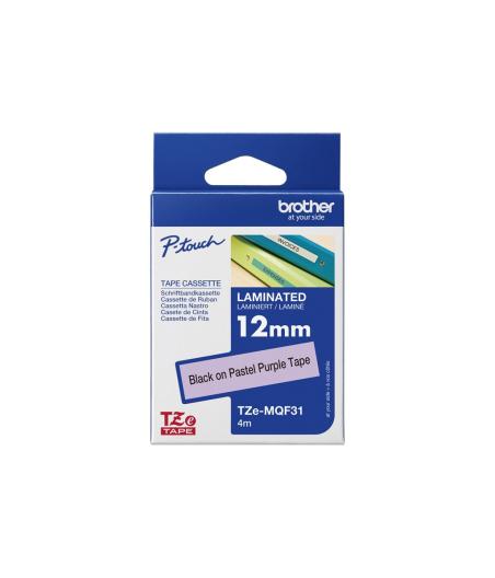 RUBAN POUR ETIQUETEUSE BROTHER TZE-MQF31 NOIR SUR VIOLET PASTEL