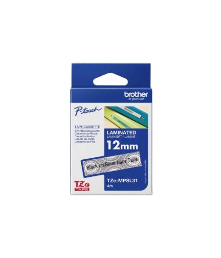 RUBAN POUR ETIQUETEUSE BROTHER TZE-MPSL31 NOIR SUR MOTIFS DENTELLE