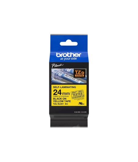 RUBAN LAMINE BROTHER TZESL651 NOIR SUR JAUNE