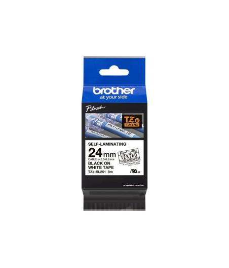RUBAN LAMINE BROTHER TZESL251 NOIR SUR BLANC