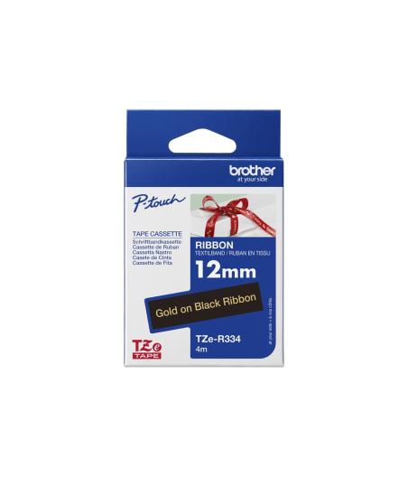 CARTOUCHE RUBAN ETIQUETEUSE BROTHER TZE-R334 12MM OR SUR NOIR