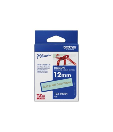 RUBAN POUR ETIQUETEUSE BROTHER TZE-RM34 P-TOUCH 12MM OR VERT MENTHE