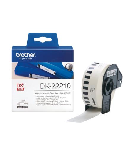 ROULEAU D'ETIQUETTES CONTINU BROTHER DK-22210 NOIR SUR BLANC