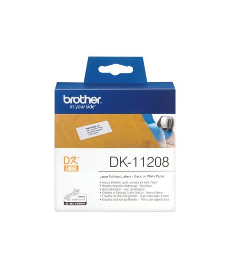 ETIQUETTES BROTHER DK-11208 NOIR SUR BLANC