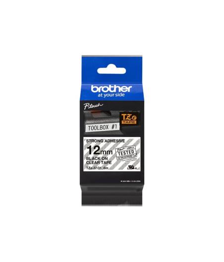 RUBAN POUR ETIQUETEUSE BROTHER TZE-S131 NOIR SUR TRANSPARENT 12MM