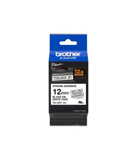 RUBAN POUR ETIQUETEUSE BROTHER NOIR SUR BLANC 12 MM