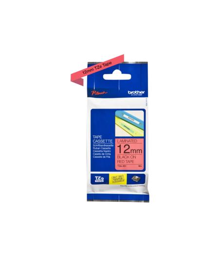 BROTHER RUBAN TZ 12 MM NOIR/ROU