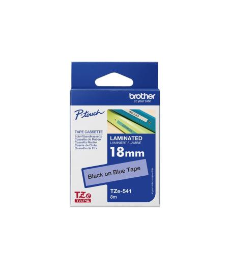 RUBAN POUR ETIQUETEUSE BROTHER TZE-541 18MM NOIR SUR BLEU