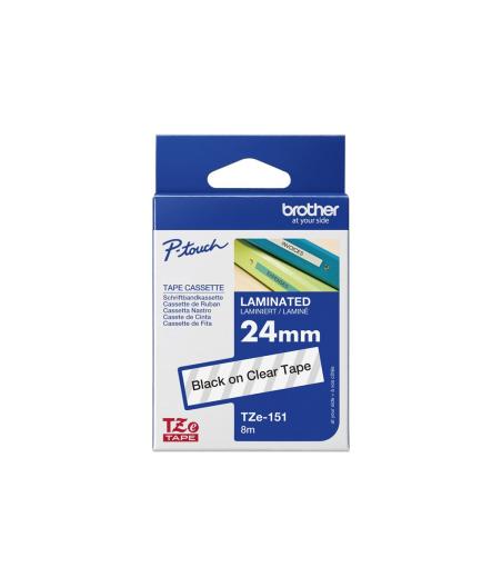 RUBAN POUR ETIQUETEUSE BROTHER TZE-15 NOIR SUR TRANSPARENT