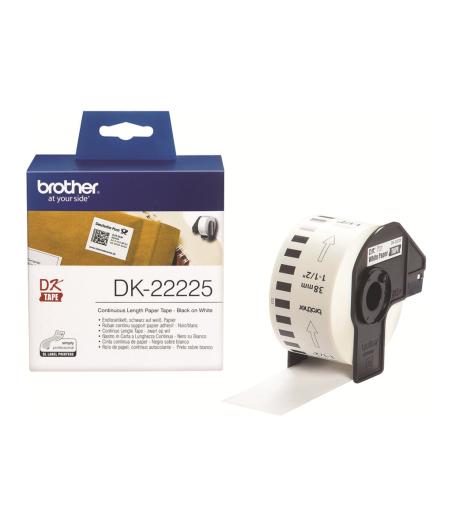 ROULEAU D'ETIQUETTES BROTHER DK-22225 NOIR SUR BLANC LARGEUR 38 M
