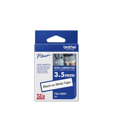 RUBAN POUR ETIQUETEUSE BROTHER TZE-N201 NOIR SUR BLANC 3,5MM