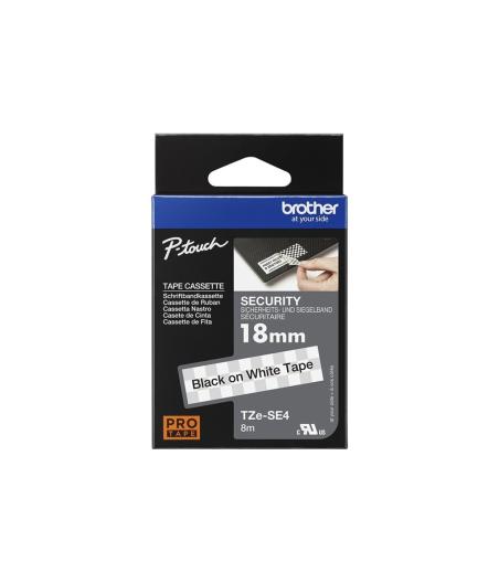 RUBAN POUR ETIQUETEUSE BROTHER TZE-SE4 18MM NOIR SUR BLANC
