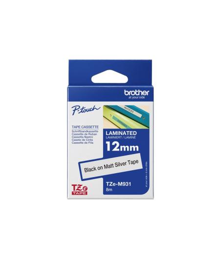 RUBAN POUR ETIQUETEUSE BROTHER TZE-M931 NOIR SUR ARGENT