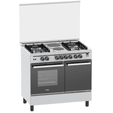 GAZINIERE HAIER HCR6042DES 6FEUX (4FG +2FE) FOUR ELECTRIQUE AVEC CHALEUR TOURNANTE GRIS INOX