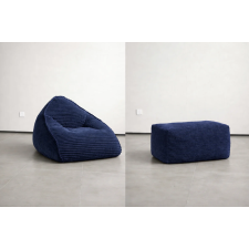 FAUTEUIL AVEC REPOSE PIED 028DARKBLUE TISSU COTELE BLEU