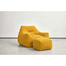 FAUTEUIL CONFORT AVEC REPOSE PIED 011YELLOW TISSU COTELE JAUNE MOUTARDE