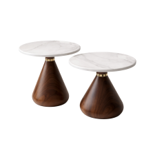 TABLE BASSE GIGOGNE AYY-15 CERAMIQUE EFFET MARBRE ET FINI BOIS FONCE