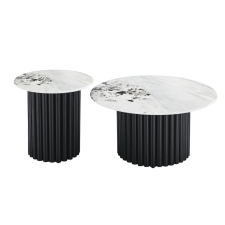 TABLE BASSE GIGOGNE A-208 MARBRE ET PIEDS CYLINDRIQUES NOIR