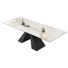 TABLE EXTENSIBLE 1901WHITE140 CERAMIQUE EFFET MARBRE BLANC