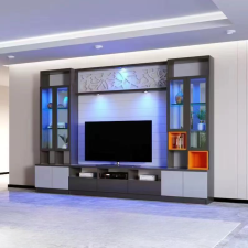 LIVING MODERNE 9908 GRIS ANTRACITE / GRIS CLAIR AVEC NICHES ORANGE
