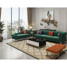 SALON LUXE 8022B 3+4+REPOSE PIED VERT ET ORANGE
