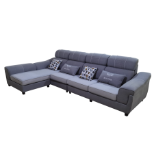CANAPE D'ANGLE 3810 EN TISSU BLEU GRIS ET GRIS PERLE