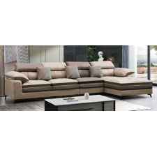 CANAPE D'ANGLE 5518-2 EN SIMILI CUIR BEIGE ET TAUPE