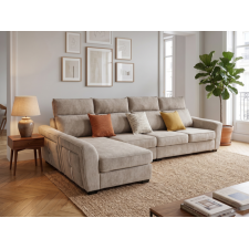 CANAPE D'ANGLE 2512 EN TISSU BEIGE