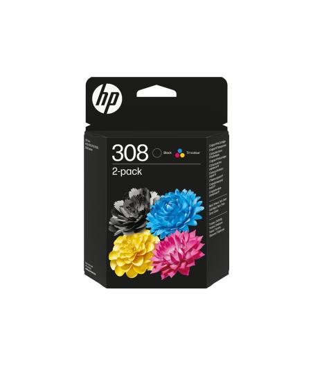 CARTOUCHE D'ENCRE HP 308 (6L6S6UE) - NOIR ET 3 COULEURS - PACK DE 2