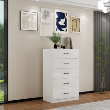 COMMODE 5COD-A 5 TIROIRS BLANC BRILLANT