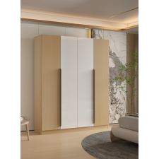 ARMOIRE 4DMNM 4 PORTES BLANC BRILLANT ET CHENE
