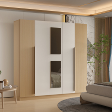 ARMOIRE 5DMNM 5 PORTES MIROIR BLANC BRILLANT ET CHENE