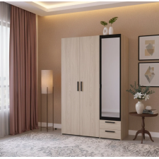 ARMOIRE DAILY 3 PORTES AVEC 2 TIROIRS CHENE AVEC MIROIR