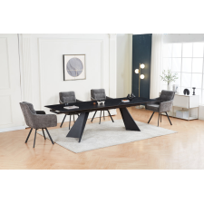TABLE RECTANGULAIRE EXTENSIBLE MDT6633A-BLACK EFFET PIERRE NOIR