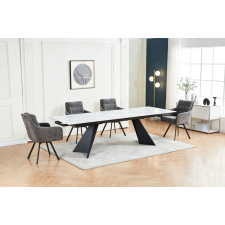 TABLE RECTANGULAIRE EXTENSIBLE MDT6633A-WHITE EFFET PIERRE BLANCHE