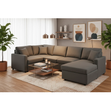 CANAPE D'ANGLE EN U XPB-7019 TRANSFORMABLE EN LIT GRIS