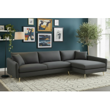 CANAPE ANGLE DROITE XCS-6010RHF (DROITE) GRIS FONCE NOIR AVEC 2 COUSSINS
