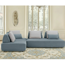 CANAPE D'ANGLE MILAN BLEU COUSSIN GRIS OREILLER BLEU CLAIR