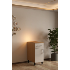 MEUBLE BAS 1 PORTE SELENA AMM-SL1-A FINITION BOIS ET FACADE BLANCHE