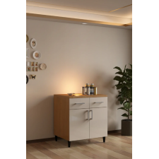MEUBLE BAS 2 PORTES SELENA AMM-SL80-A FINITION BOIS ET FACADE BLANCHE